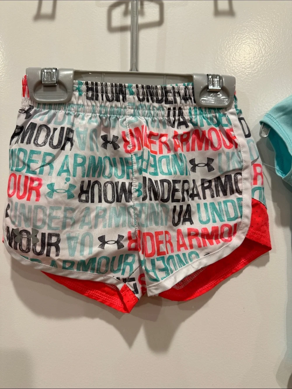 Under Armour Teal Baby Logo Bodysuit with Multicolor Print